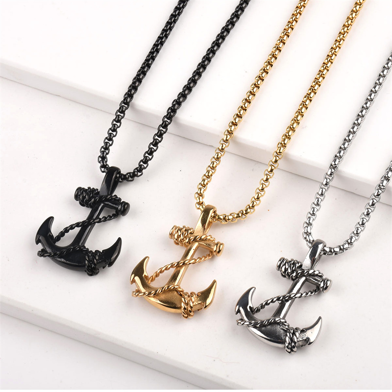 Battle Rope Anchor - Collier pendentif homme marin ancre de