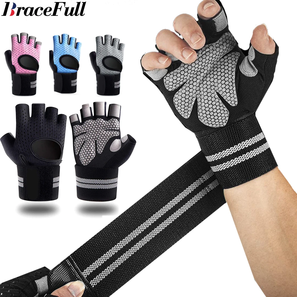 Crossfit Workout With Equipment - Gants de fitness demi-doigt avec support